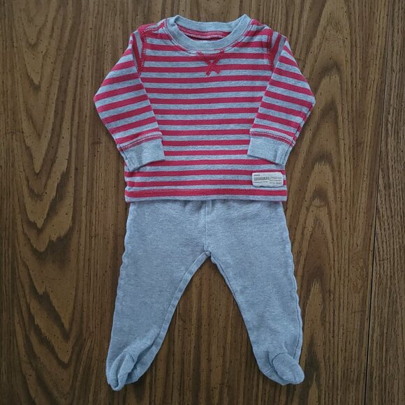 Red and Gray Long Sleeve Shirt with Gray Footed Pants Size 9 months - Picture 1 of 8